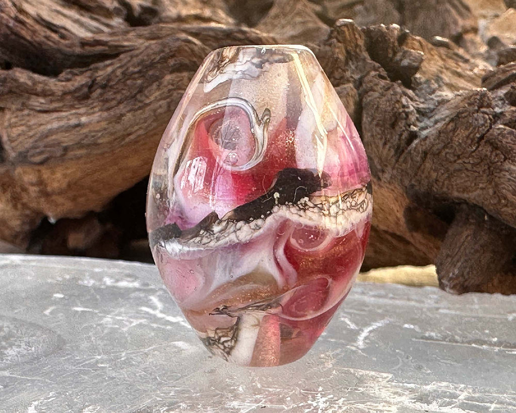 pink lampwork focal bead