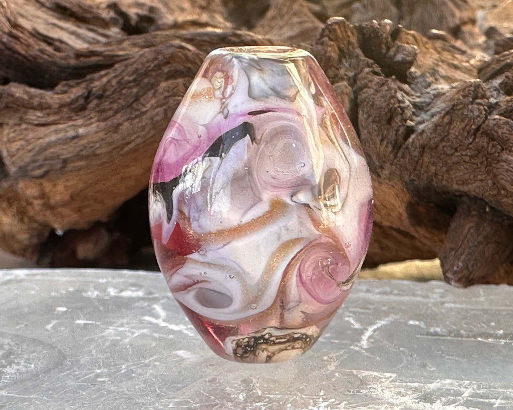 pink lampwork focal bead