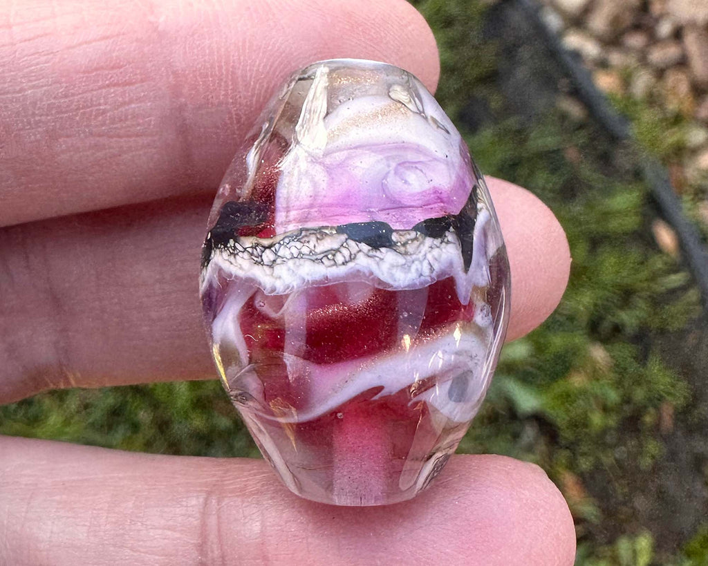 pink lampwork focal bead