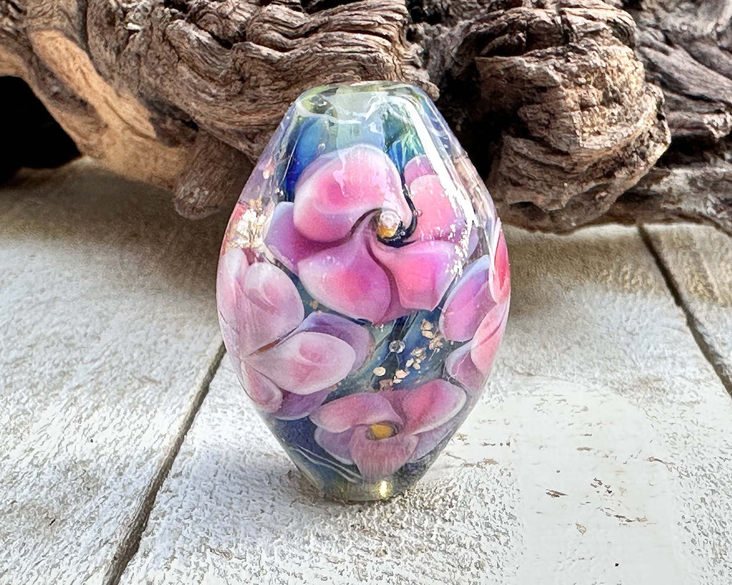 floral lampwork bead