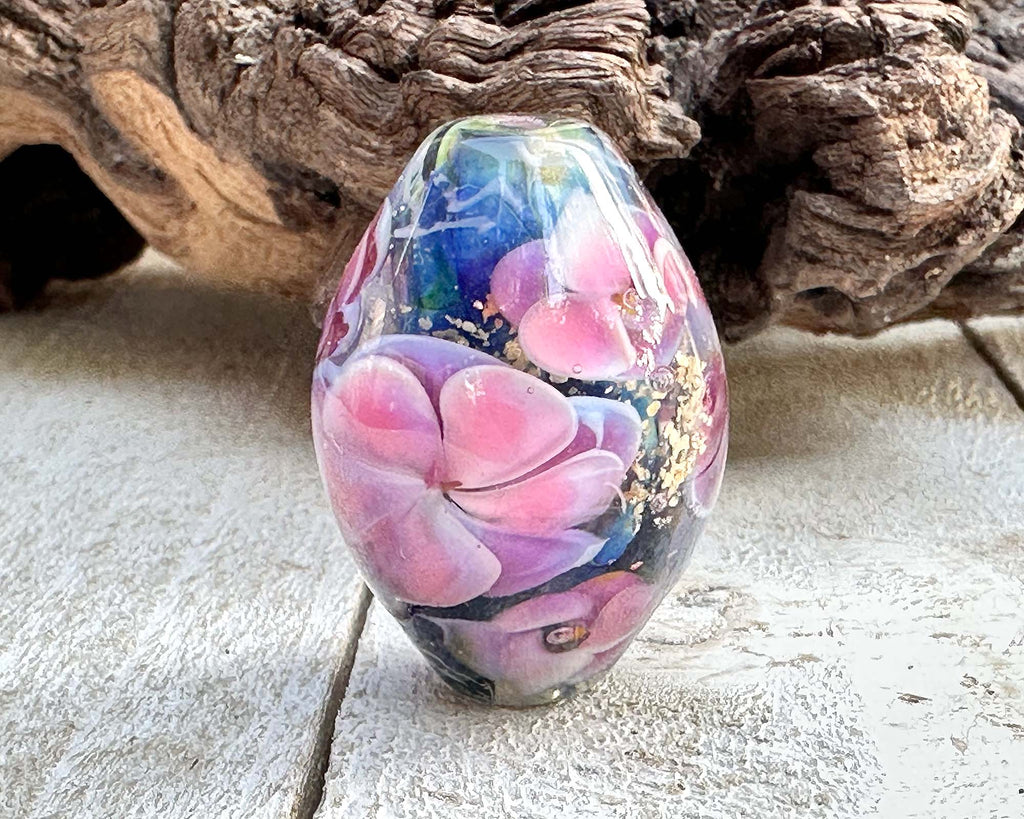 floral lampwork bead
