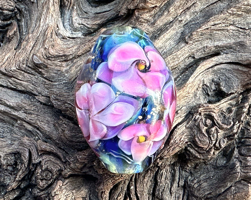 floral lampwork bead