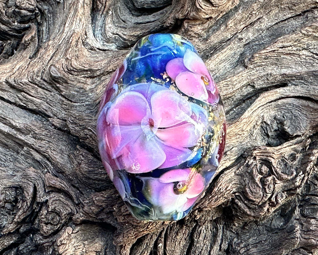 floral lampwork bead