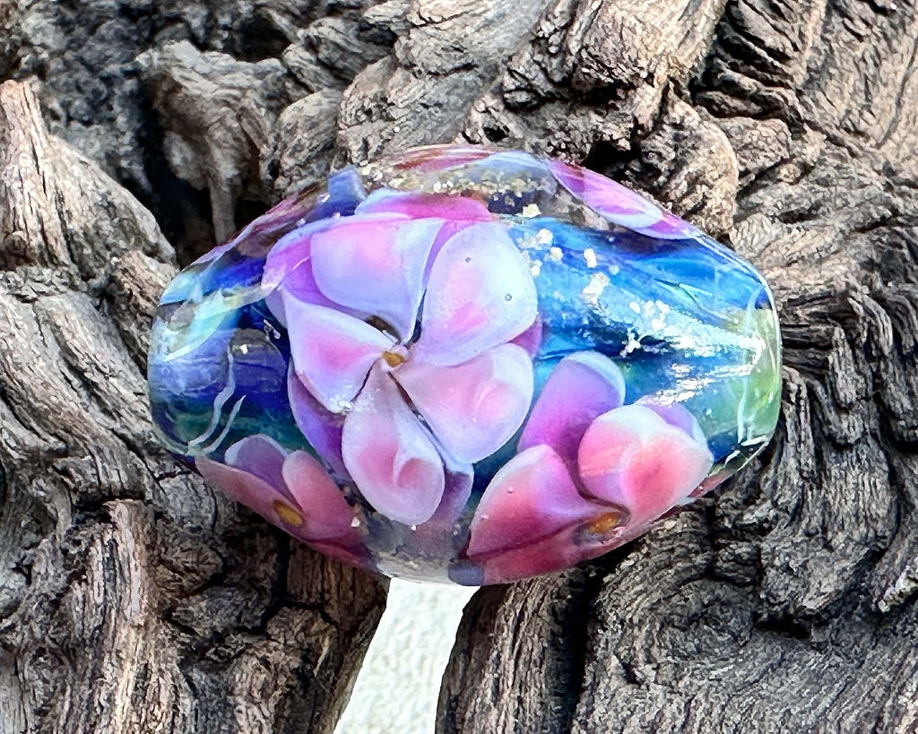 floral lampwork bead