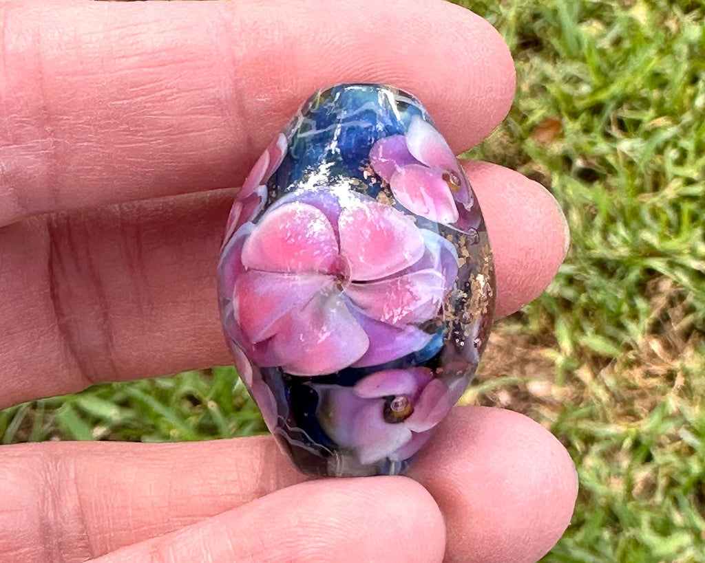 floral lampwork bead
