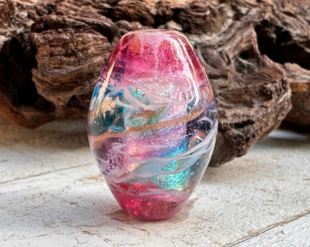 pink lampwork bead