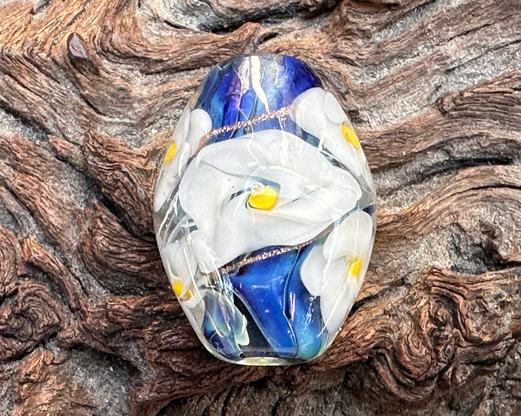 floral lampwork bead