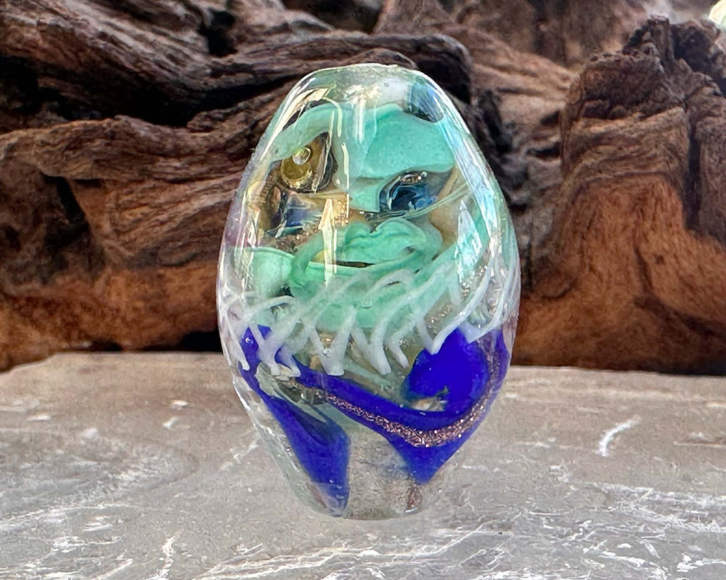 blue lampwork focal bead