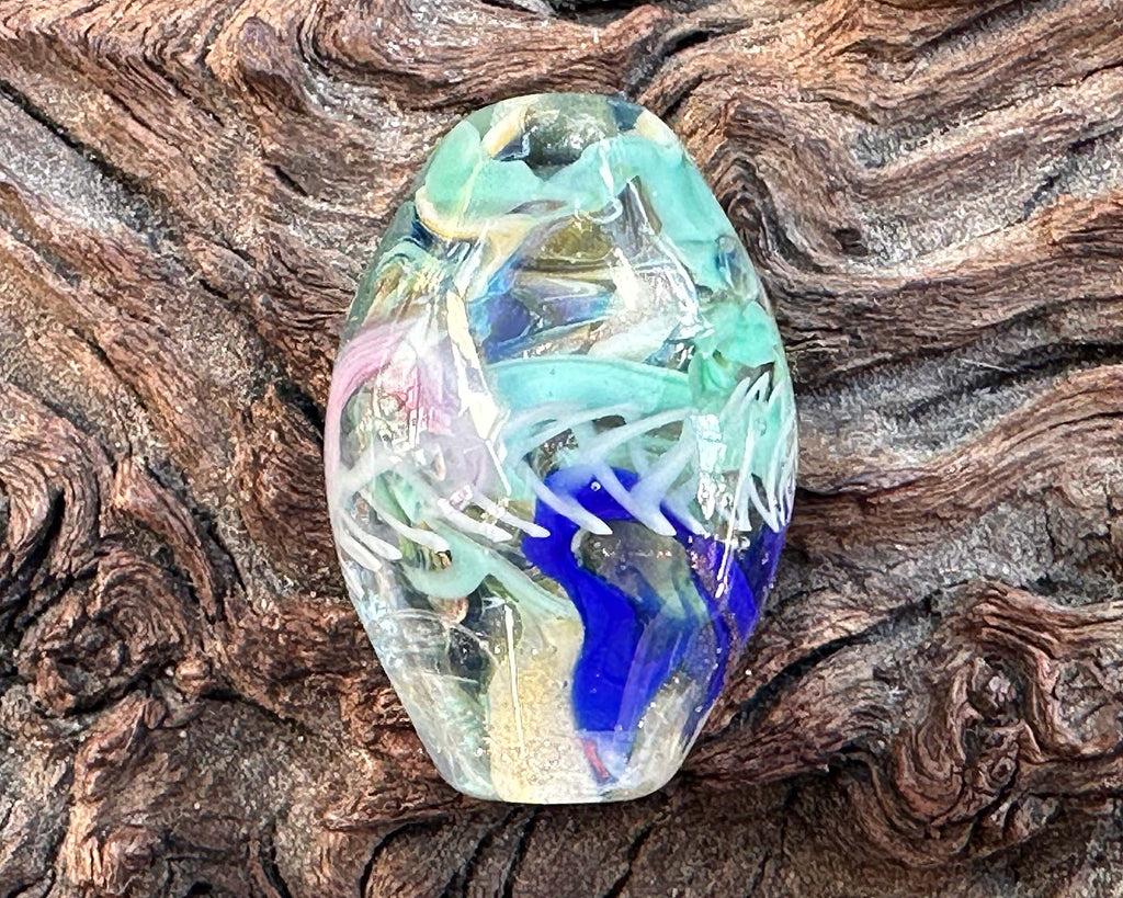 blue lampwork focal bead