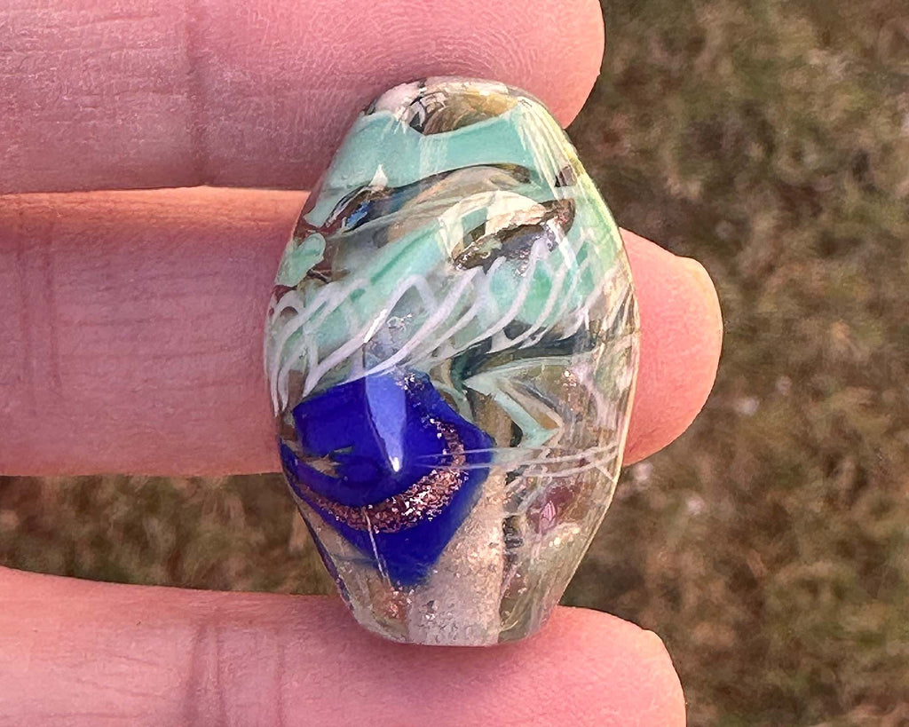 blue lampwork focal bead