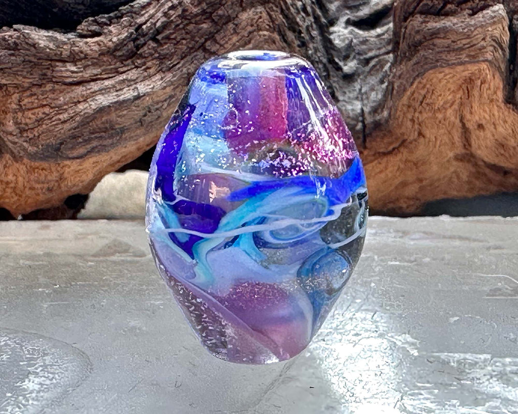 blue lampwork focal bead