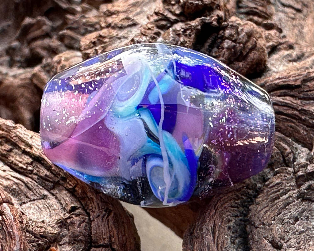 blue lampwork focal bead