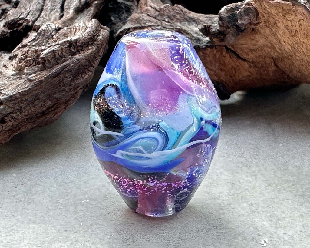 blue lampwork focal bead