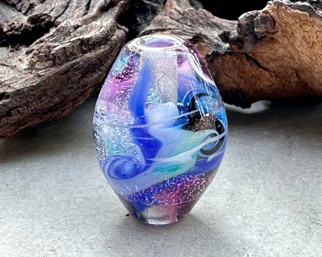 blue lampwork focal bead