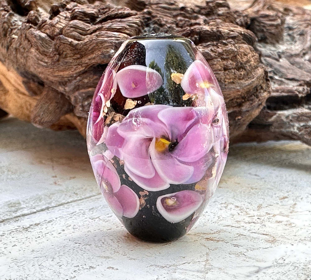 floral lampwork bead