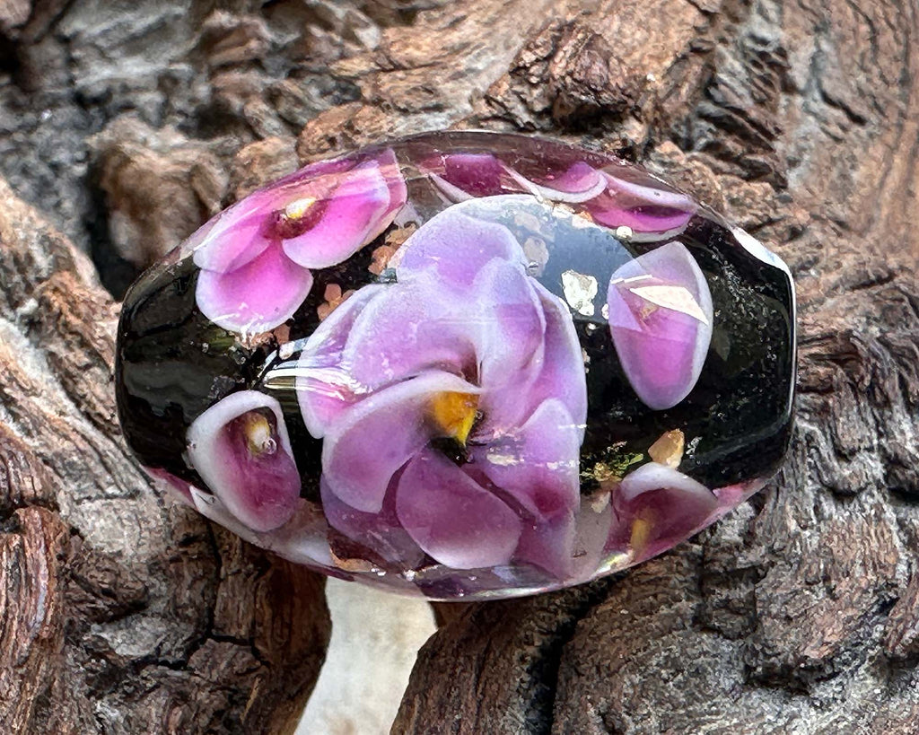 floral lampwork bead