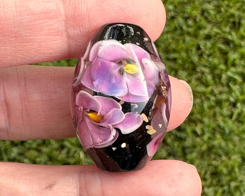 floral lampwork bead