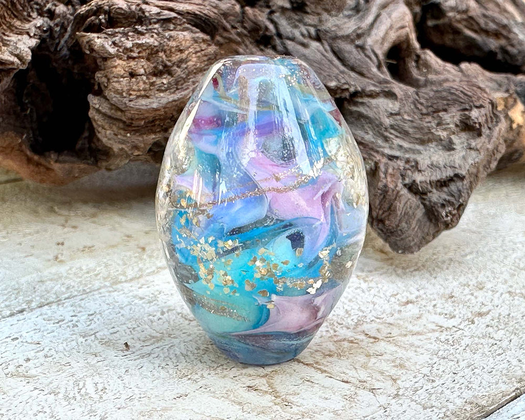 blue lampwork focal bead
