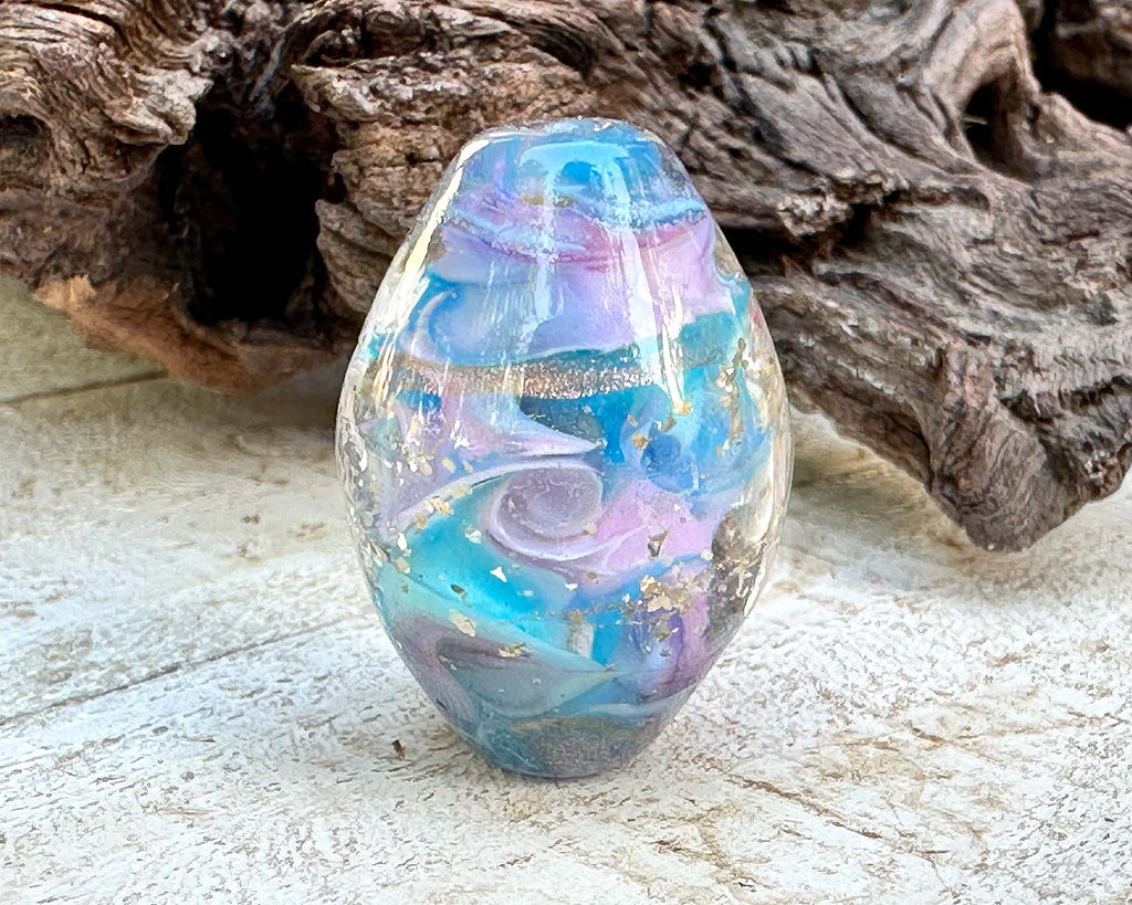 blue lampwork focal bead