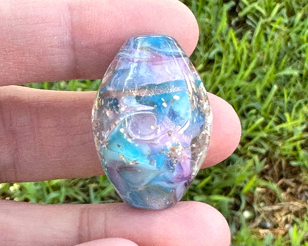 blue lampwork focal bead