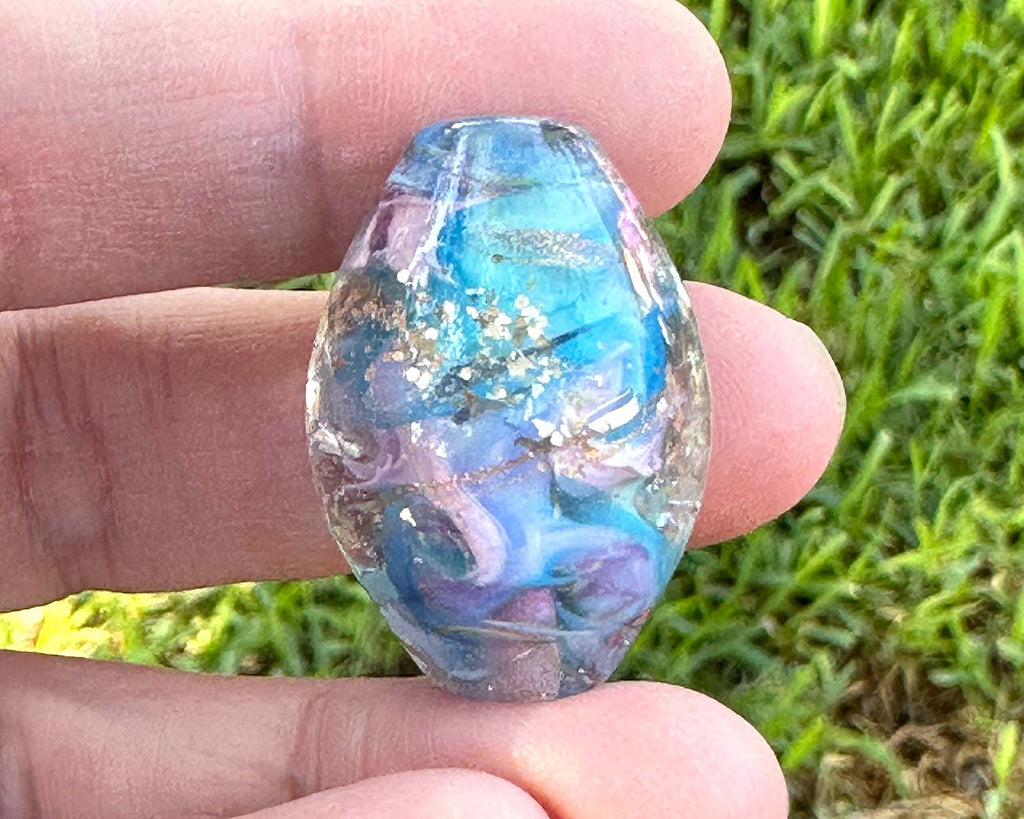 blue lampwork focal bead