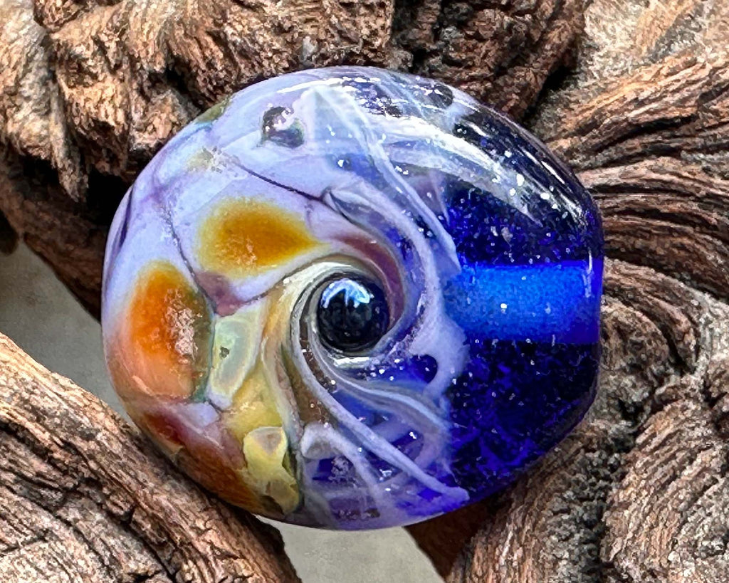 blue lampwork bead