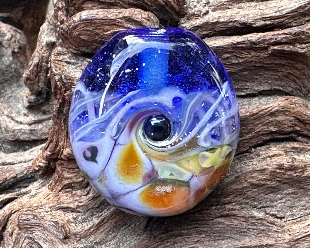 blue lampwork bead