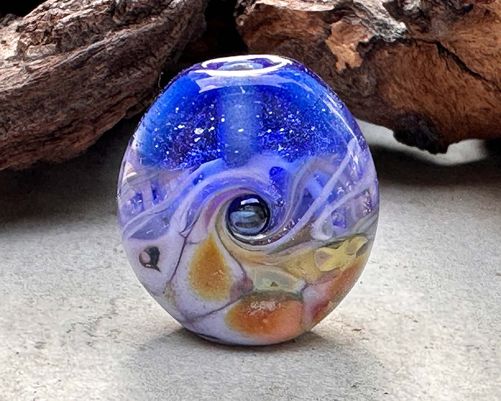 blue lampwork bead