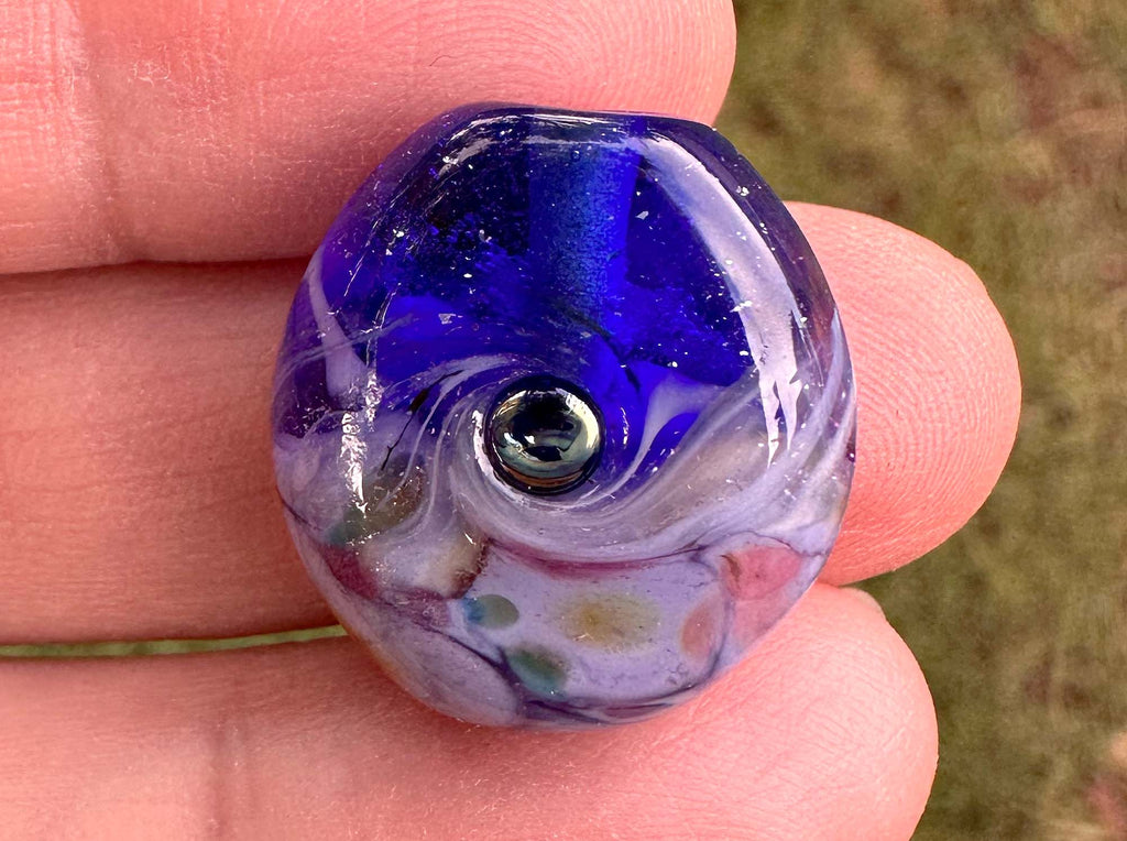 blue lampwork bead