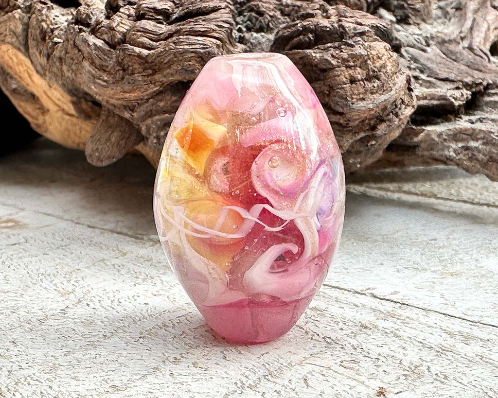 pink lampwork focal bead