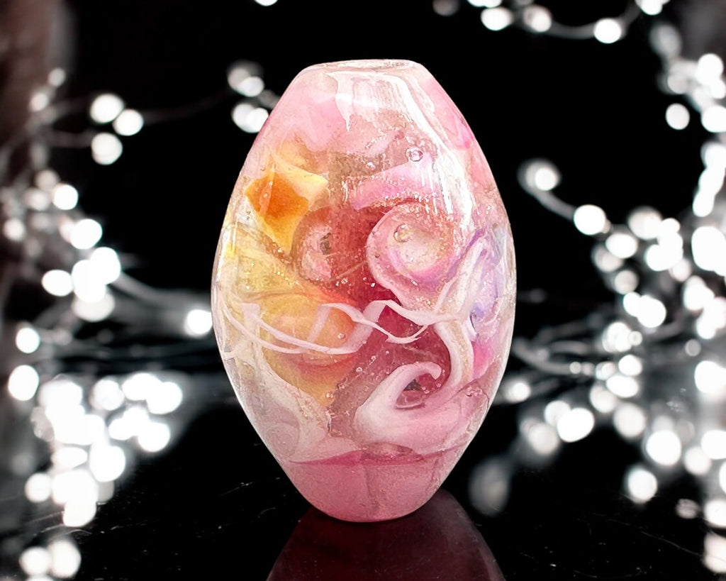 pink focal lampwork beads