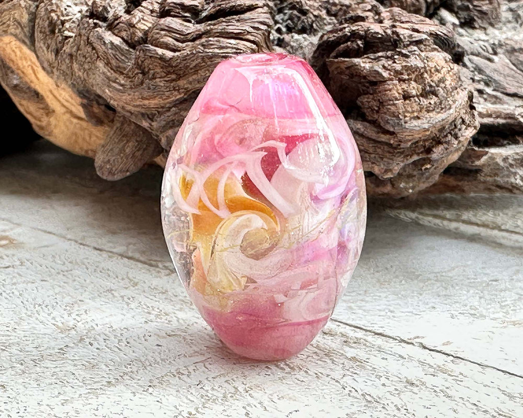 pink lampwork focal bead