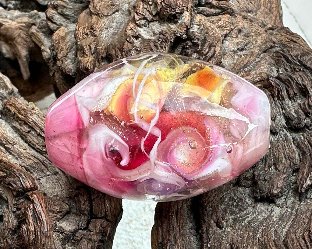pink lampwork focal bead