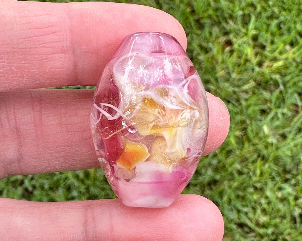 pink lampwork focal bead