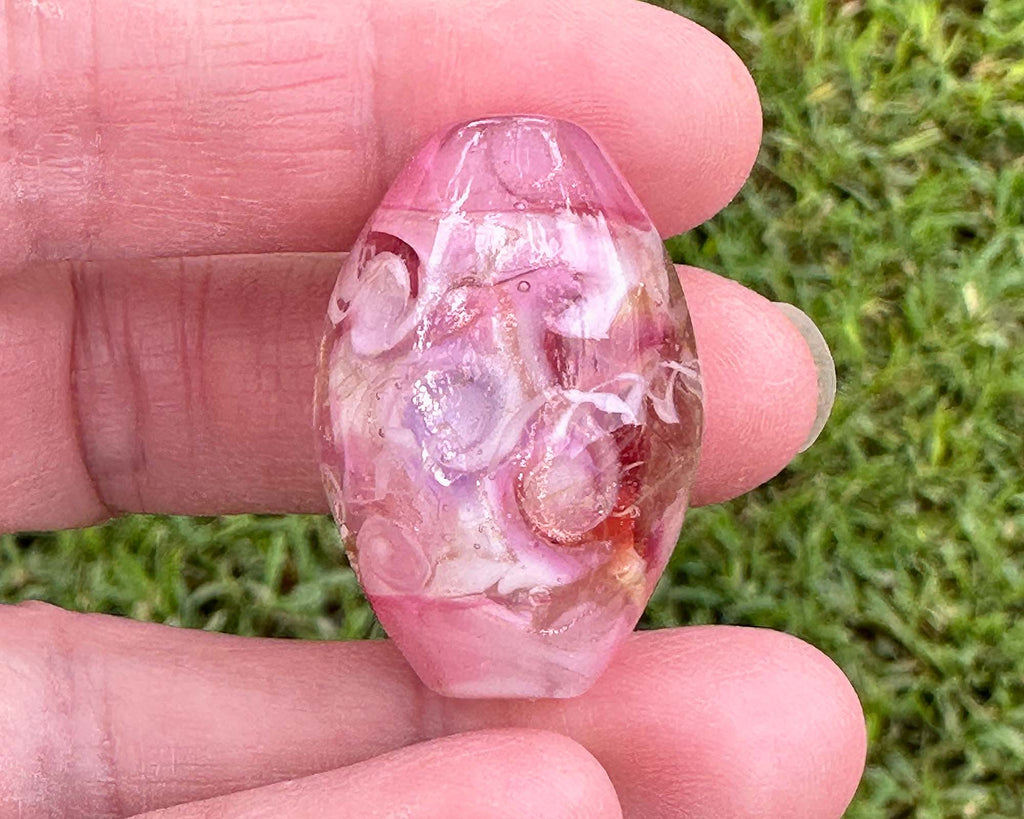 pink lampwork focal bead