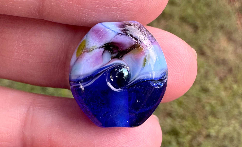 blue lampwork bead