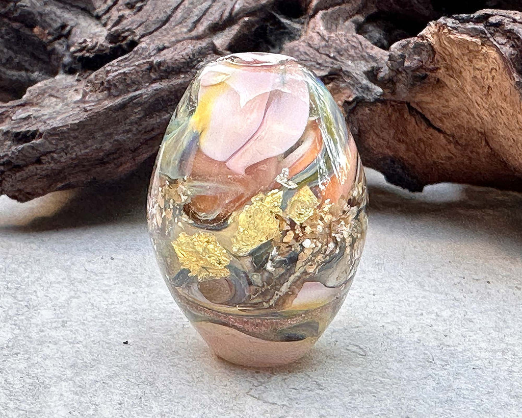 gold lampwork bead