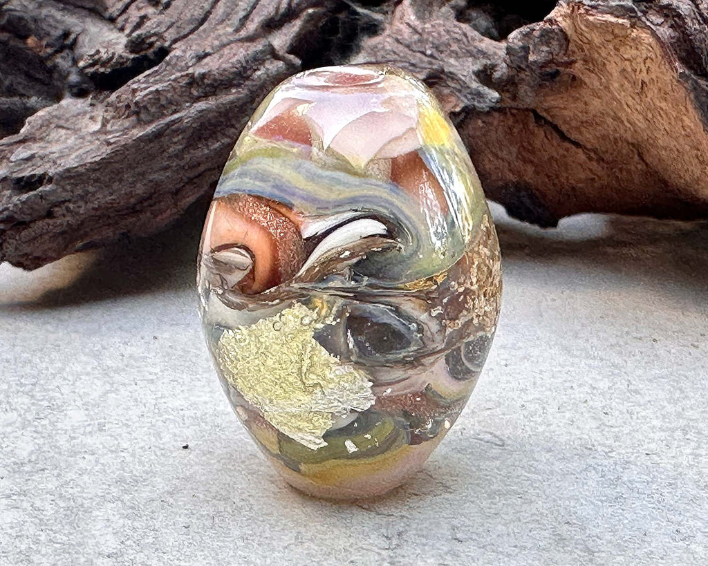 gold lampwork bead