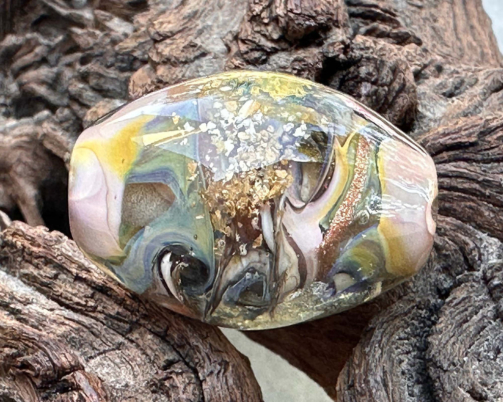 gold lampwork bead