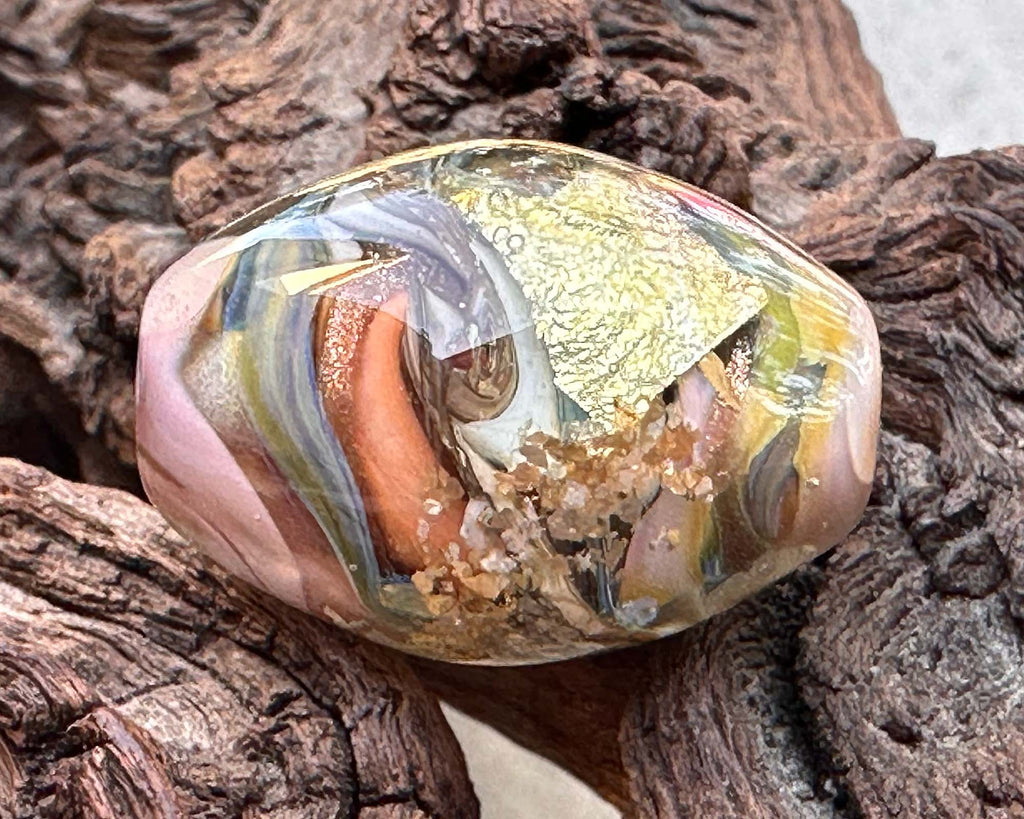 gold lampwork bead