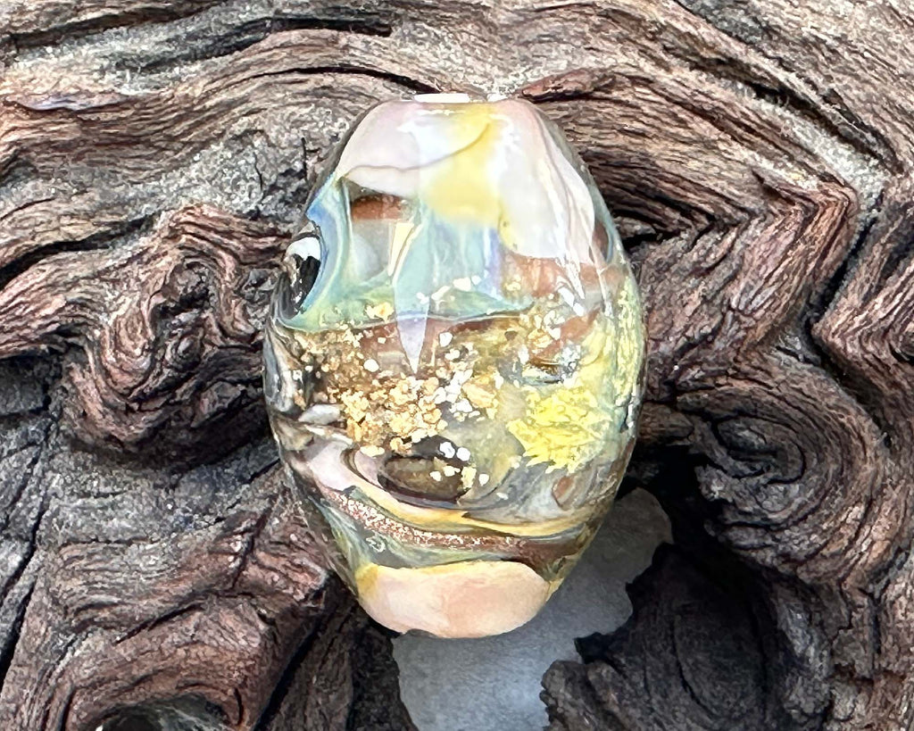 gold lampwork bead