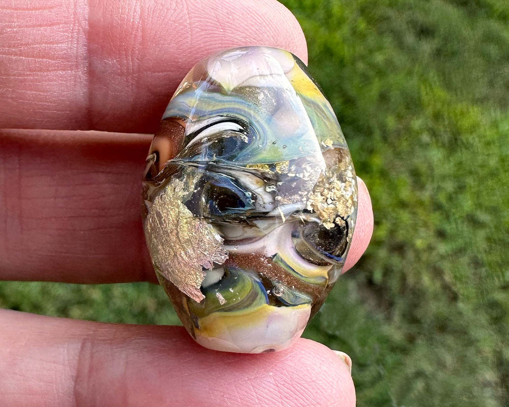 gold lampwork bead