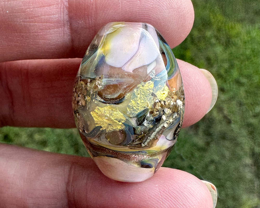 gold lampwork bead