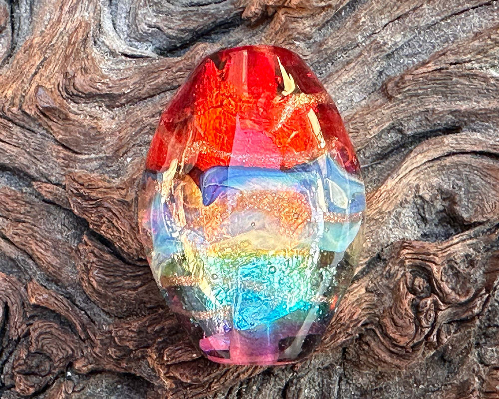 rainbow lampwork bead