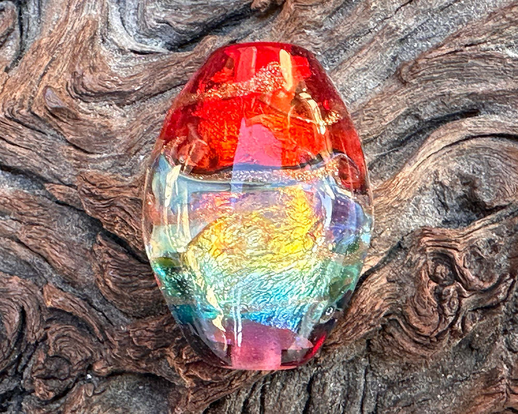 rainbow lampwork bead