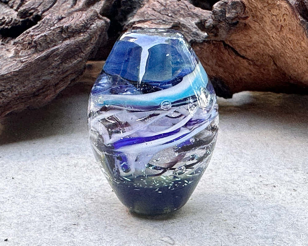 blue lampwork bead