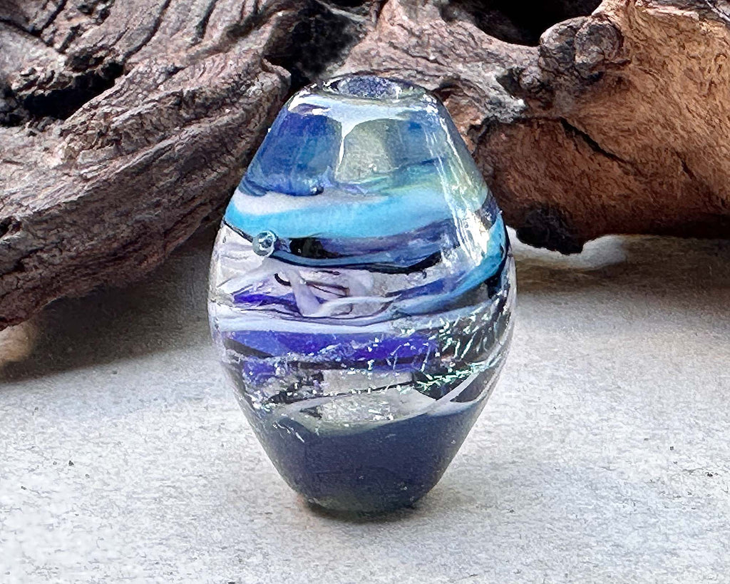 blue lampwork bead