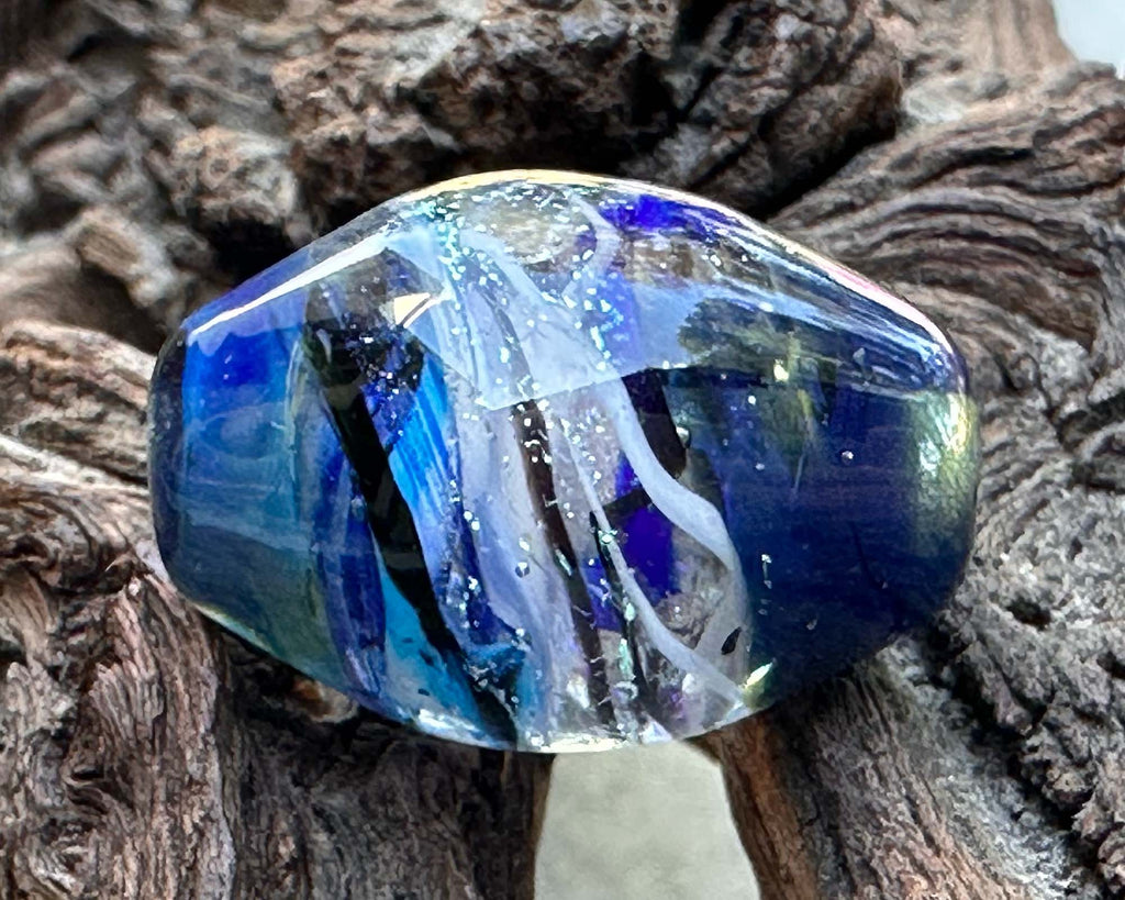 blue lampwork bead