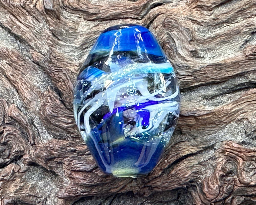 blue lampwork bead