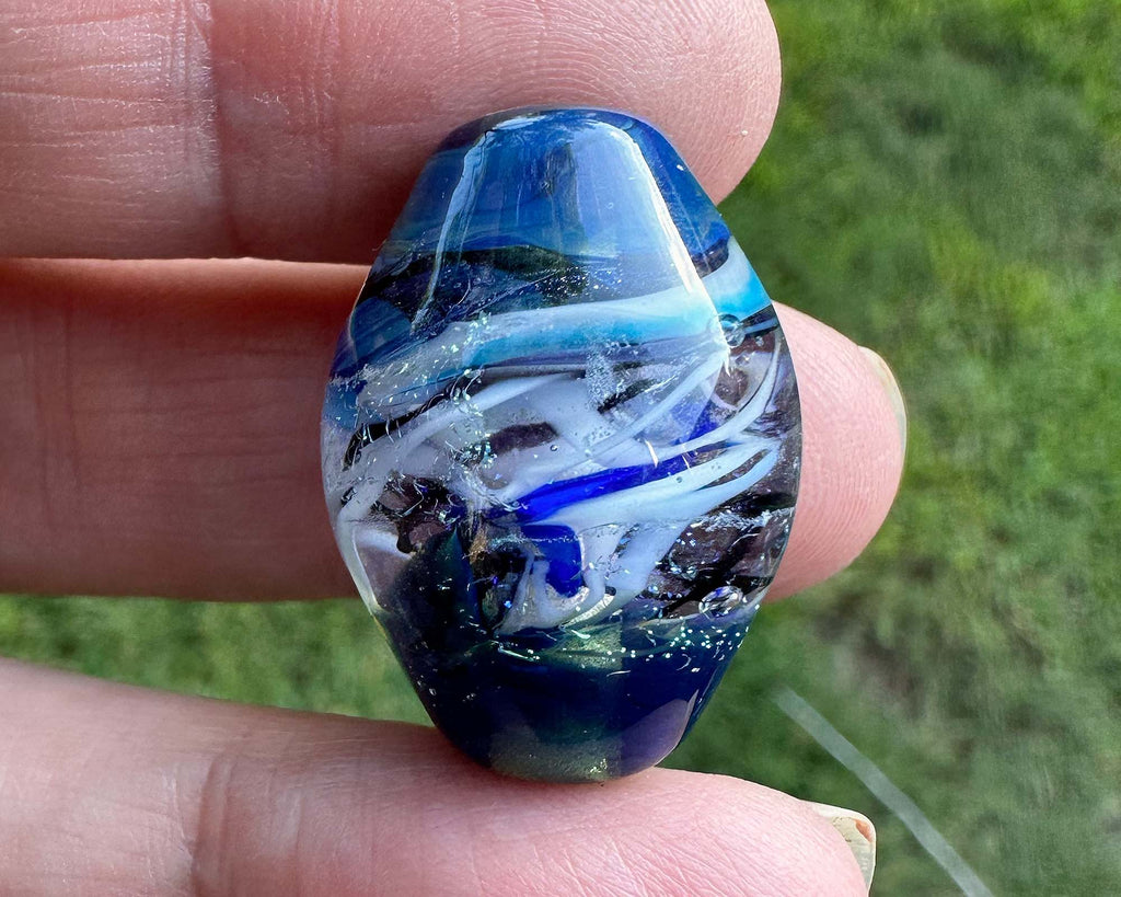 blue lampwork bead